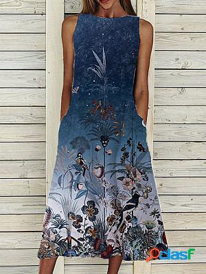 Printed Fashion Sleeveless Casual Trend Midi Dress