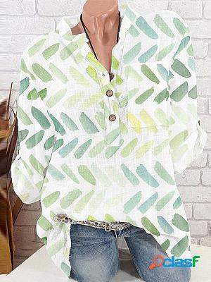 Printed V-neck Pocket Blouses