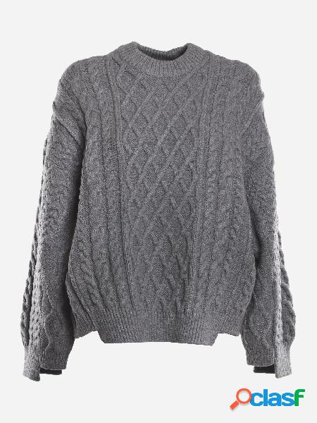 Pullover oversize in misto cotone con fondo asimmetrico