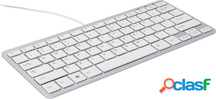 R-GO Tools Compact USB Tastiera Inglese, QWERTY Bianco