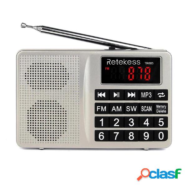 RETEKES TR603 Portatile Radio AM FM SW Radio Sintonizzazione