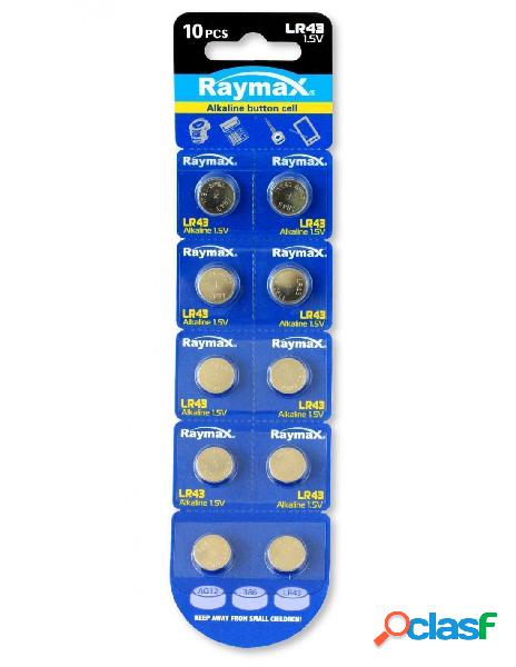 Raymax batteries - batterie a bottone alcalina lr43 lr1142