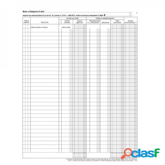 Registro beni ammortizzabili - 45 pagine numerate - 31 x