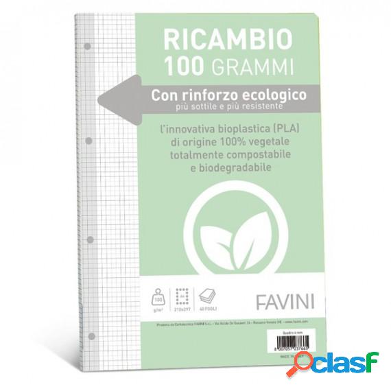 Ricambi c/rinforzo ecologico - A4 - 100 gr - 40 fg - 4 mm -