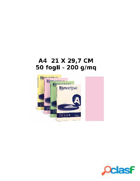 Risma acqua confezione 50 fogli 200 gr a4 rosa