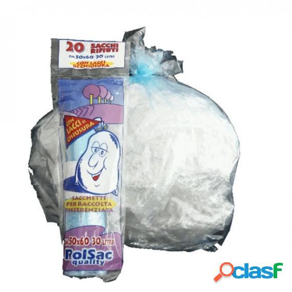 Sacchi - 50 x 60 cm - 30 L - 16 micron - azzurro trasparente