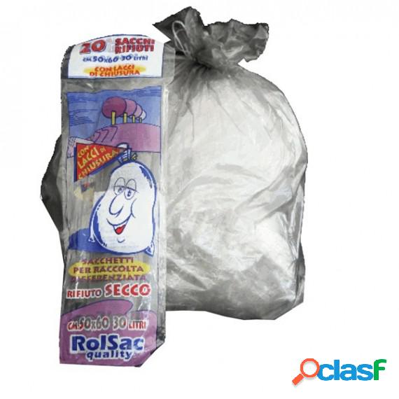 Sacchi - 50 x 60 cm - 30 L - 16 micron - grigio trasparente