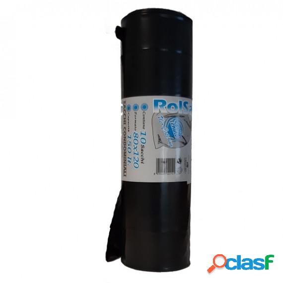 Sacchi - 80 x 120 cm - 130 L - 74 micron - nero - Rolsac -