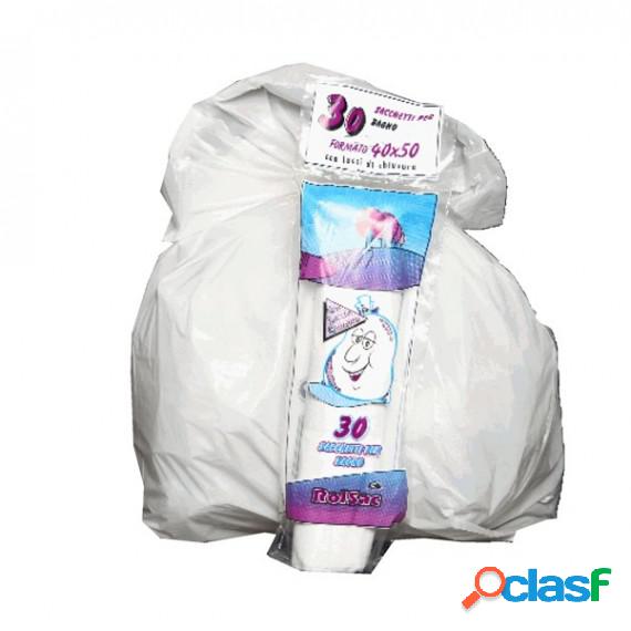 Sacchi bagno - 40 x 50 cm - 15 L - 16 micron - bianco -