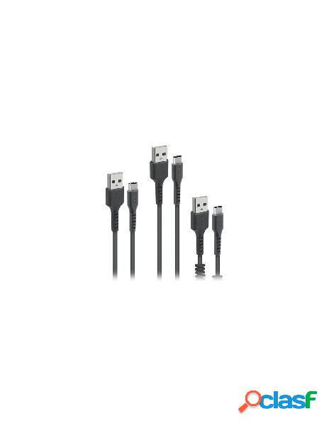 Sbs - cavo usb c sbs tekitusbc3in1k kit ricarica e dati nero