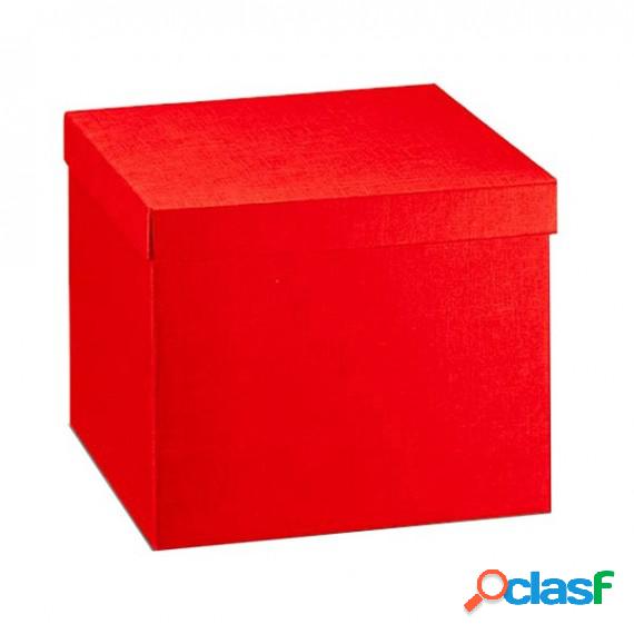 Scatola con coperchio - 30x30x24 cm - seta rosso - Scotton