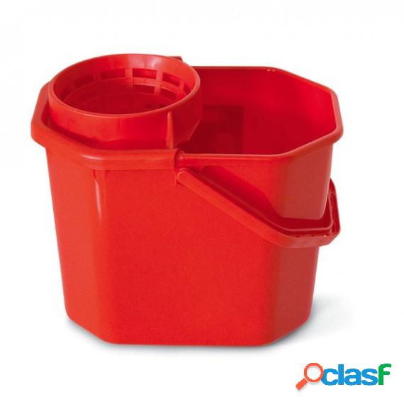 Secchio con strizzatore - PPL riciclabile - 12 L - rosso -