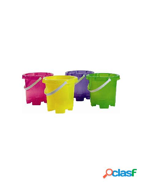 Secchio torre trasparente colorato c/paillettes -