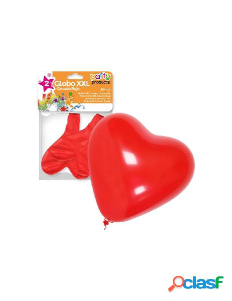 Set 2 palloncino xxl cuore rosso 50 cm