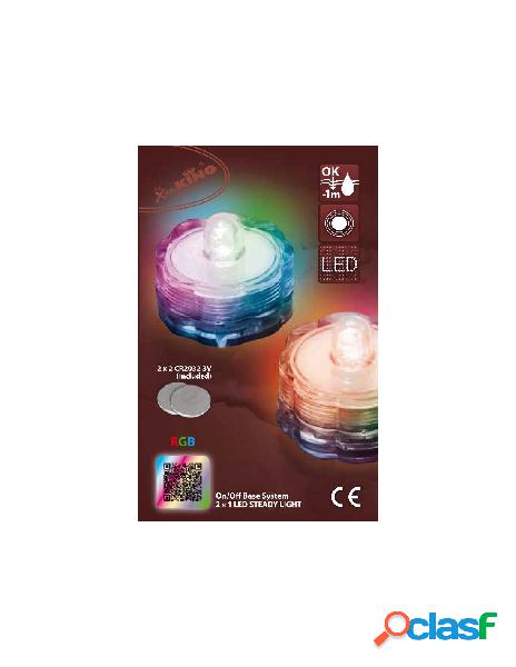 Set 2 tea light sommergibili 1 led multi rgb cambio colore