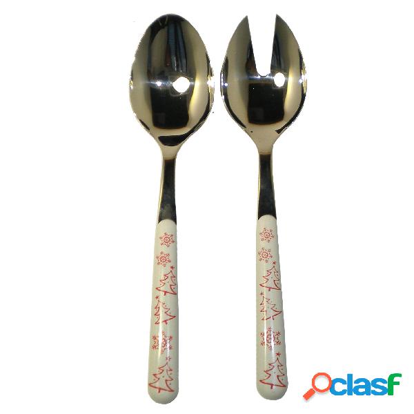 Set insalata due pezzi BRIO BIANCO Natale in acciaio 18/C in