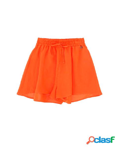 Short arancione in misto lino con coulisse in vita S-2XL