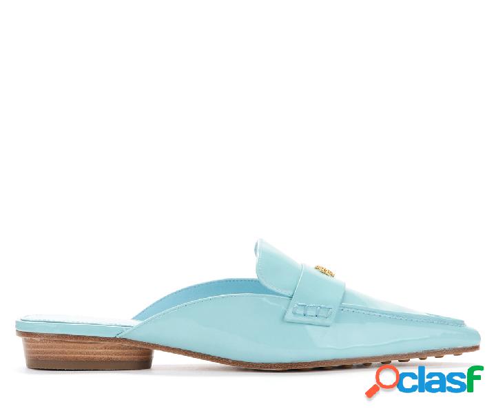 Slipper Tory Burch in vernice azzurra