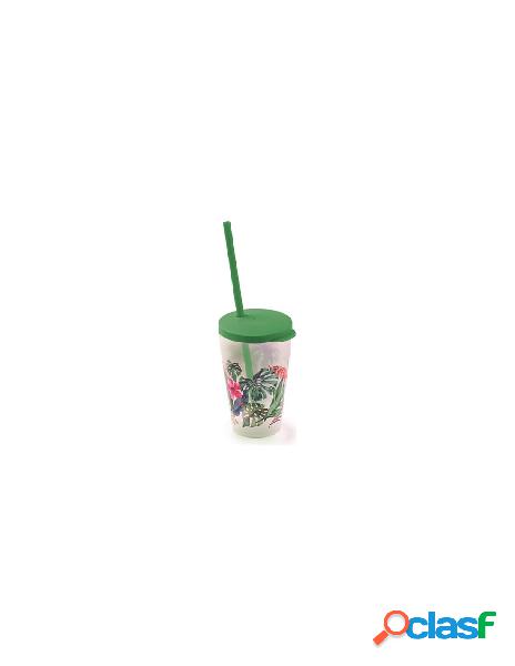 Snips - bicchiere con cannuccia snips 000855 hawaii verde