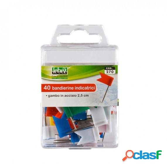 Spilli a bandierina - colori assortiti - Lebez - scatola 40
