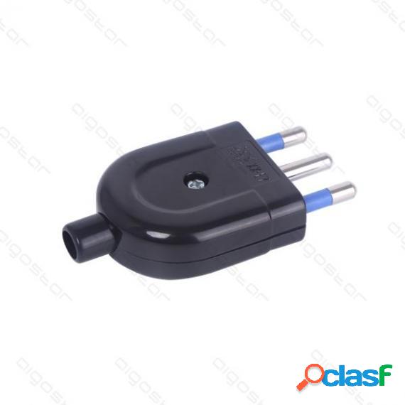 Spina Dritta 16A 250V 2P+T Nera Max 1500W - Tipo Italiana -