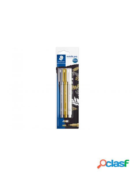 Staedtler - marcatore staedtler oro argento e bianco set.3