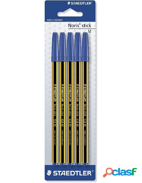 Staedtler - penne a sfera staedtler 434m3bk5i inchiostro blu