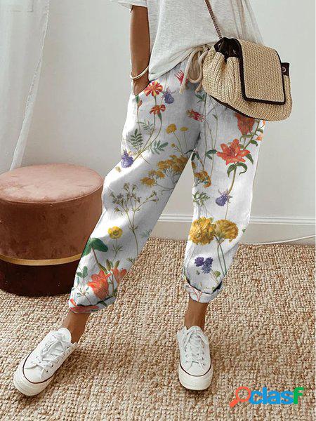 Stampa Floreale Casuale Pantaloni