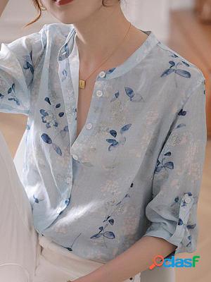 Stand Collar 3/4 Sleeve Fashion Blouses