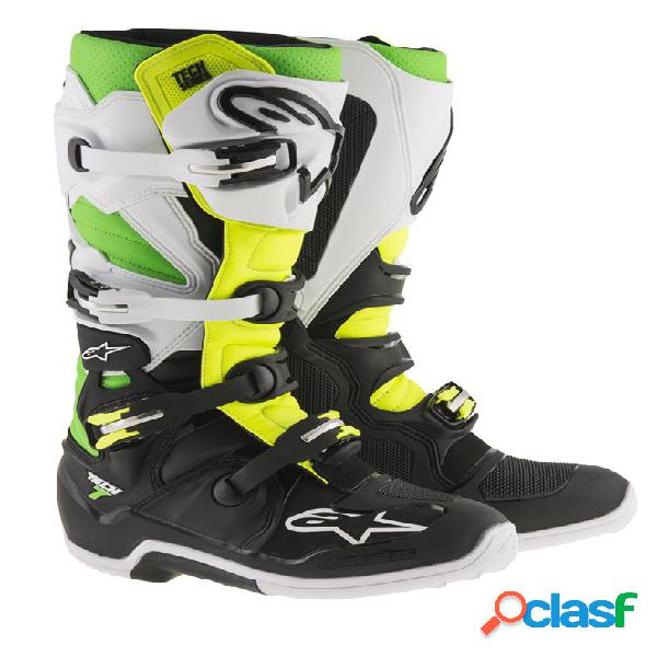 Stivali cross Alpinestars Tech 7 nero bianco verde giallo