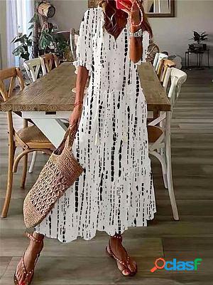 Striped Boho V-Neck Oversized Maxi Dresses