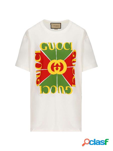 T-Shirt Bianca Gucci In Cotone