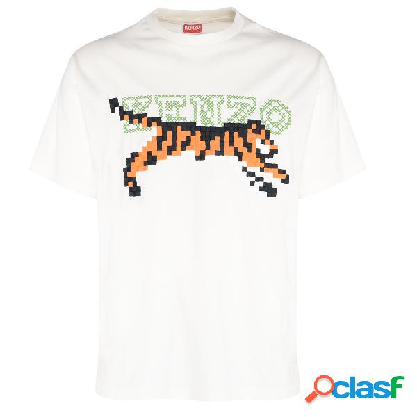 T-Shirt Kenzo logo pixel bianca