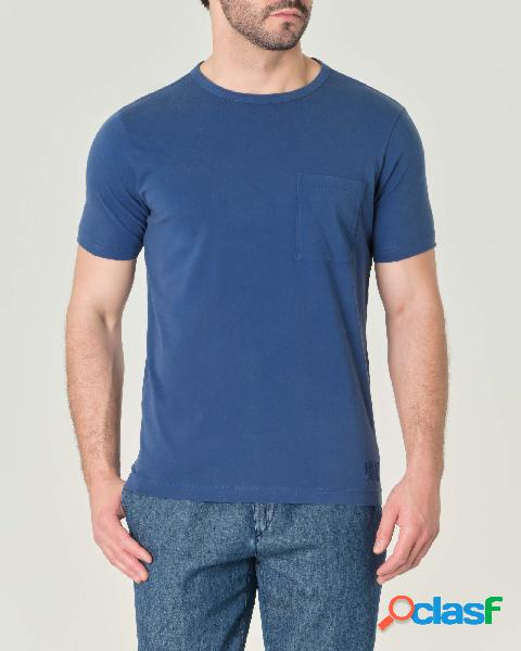 T-shirt blu indaco mezza manica in pima cotton peruviano con