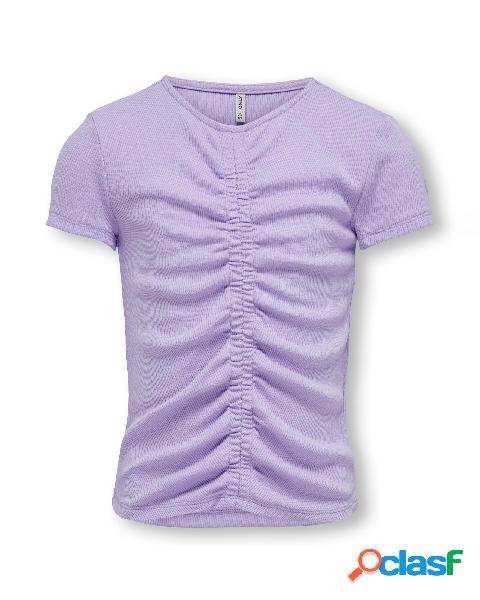 T-shirt lilla in misto viscosa stretch a costine con