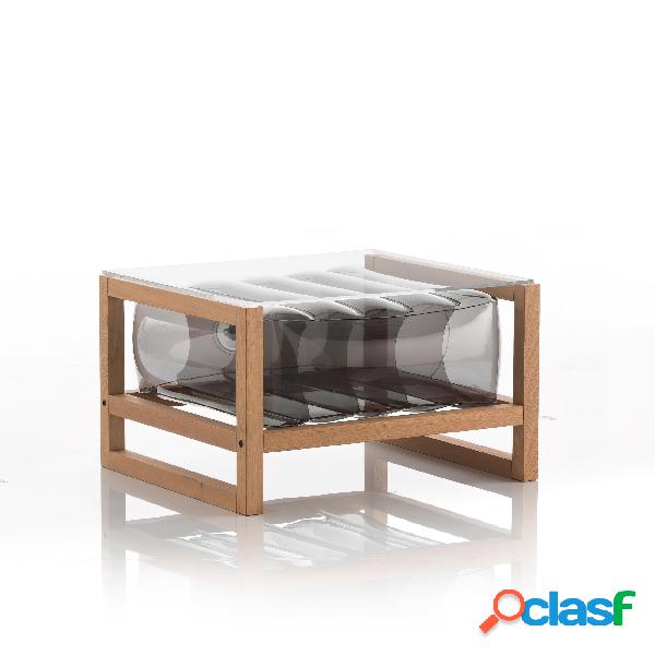 Tavolino EKO gonfiabile con telaio in legno e TPU Crystal