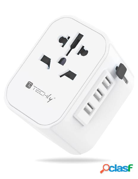 Techly - adattatore da viaggio universale 150 paesi 3 porte