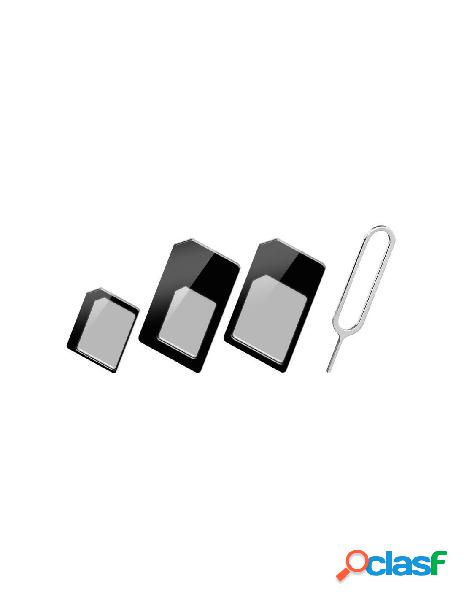 Techly - adattatore scheda sim (4 in 1) nano-sim, micro-sim