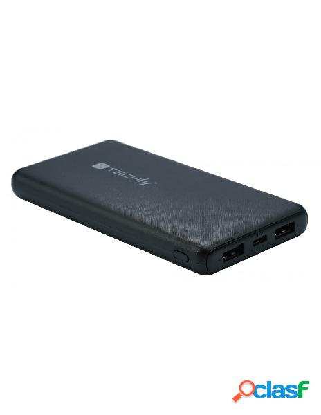 Techly - power bank caricatore da 10000 mah 2x usb 1x