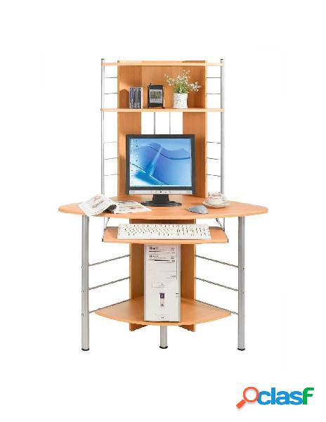 Techly - scrivania per computer angolare, faggio