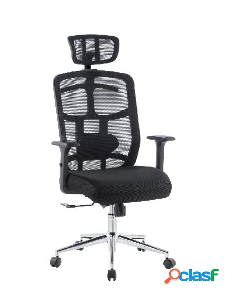 Techly - sedia per ufficio con schienale alto, poggiatesta e