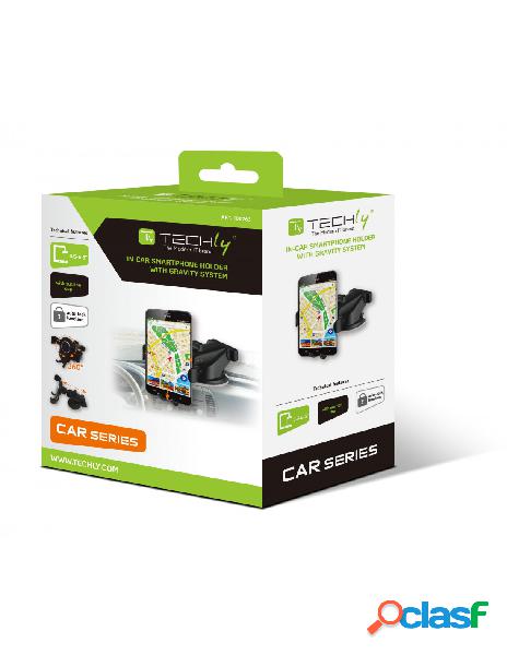 Techly - supporto da auto per smartphone con ventosa e