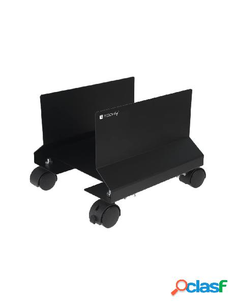 Techly - supporto per pc in acciaio con ruote nero