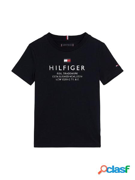 Tommy Hilfiger t-shirt a maniche corte con stampa logo blu
