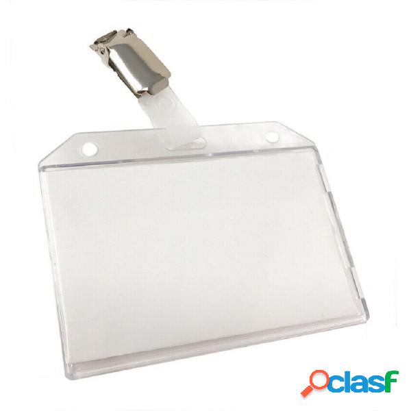 Trade Shop - 12 Porta Badge In Plastica Rigida Trasparente