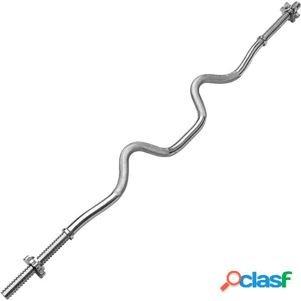 Trade Shop - Bilanciere Curl Curvo Ondulato 150cm Con Ferma