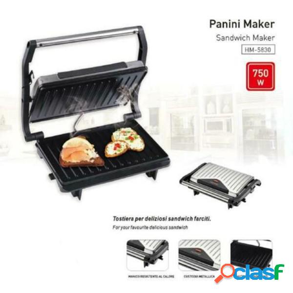 Trade Shop - Bistecchiera Elettrica Piastra Per Panini 750