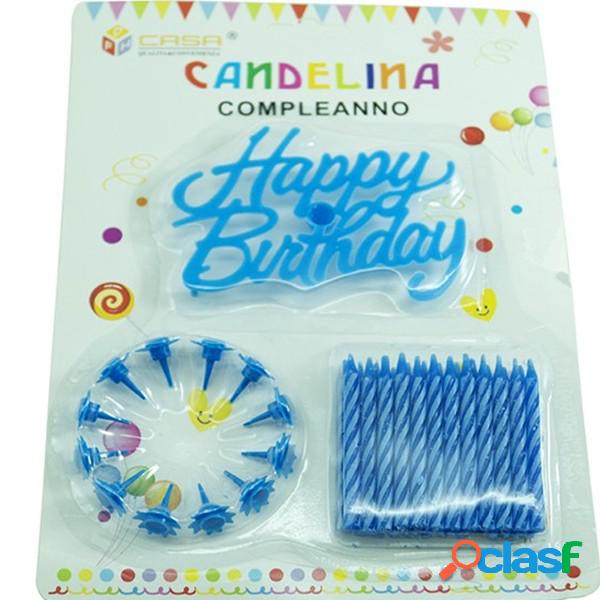 Trade Shop - Candeline Scritta Happy Birthday Celeste Torta