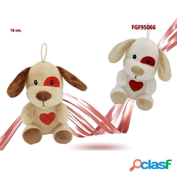 Trade Shop - Cane Cagnolino Peluche 16cm Cuore Stampato