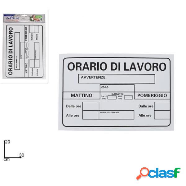 Trade Shop - Cartello Targa In Pvc 30 X 20 Cm Orario Di